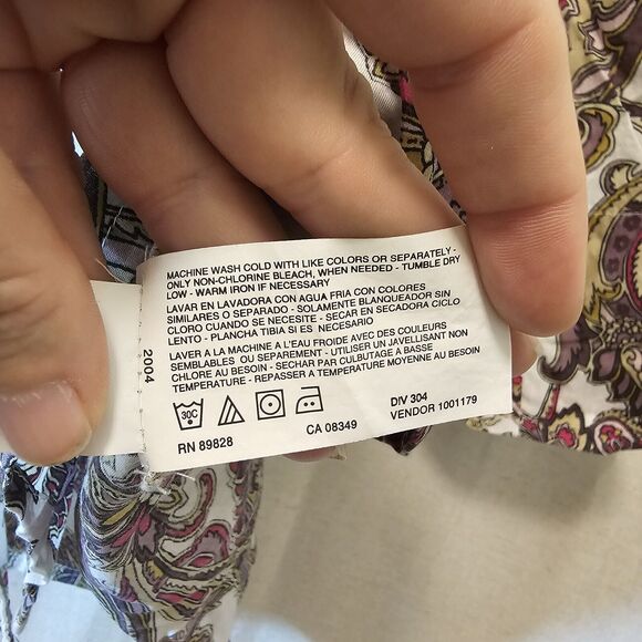 Bandolino Women's Button Up Paisley Pink Purple Tuxedo Bib Lace Detail 3/4 Large - Picture 7 of 10